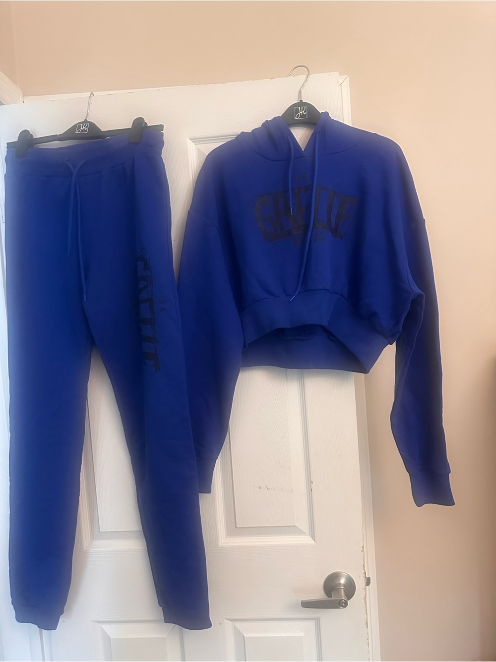 Cobalt Blue Women's Cropped Hoodie & Joggers Set